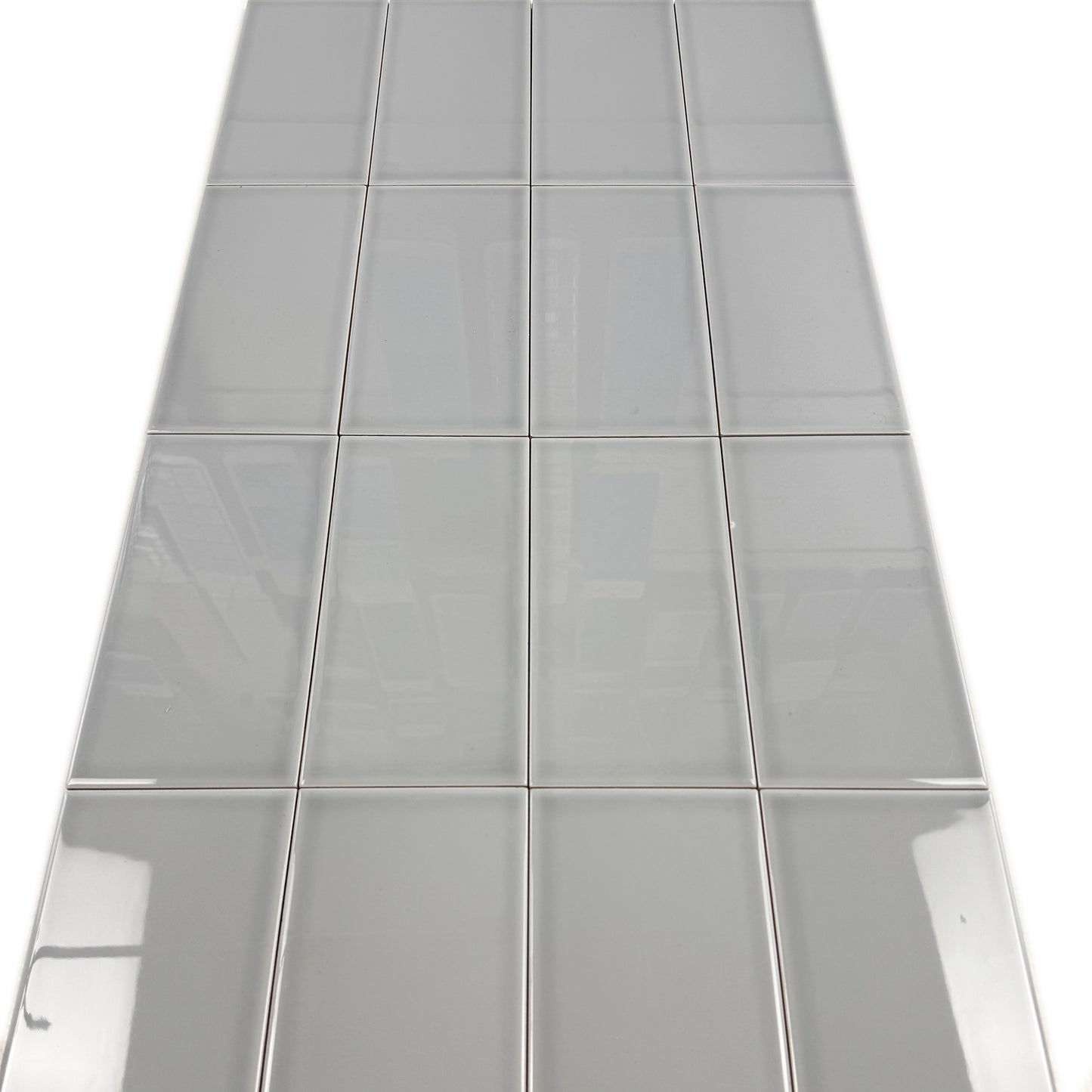 Urban Luxe Series Light Grey Glossy Flat  Ceramic Tile