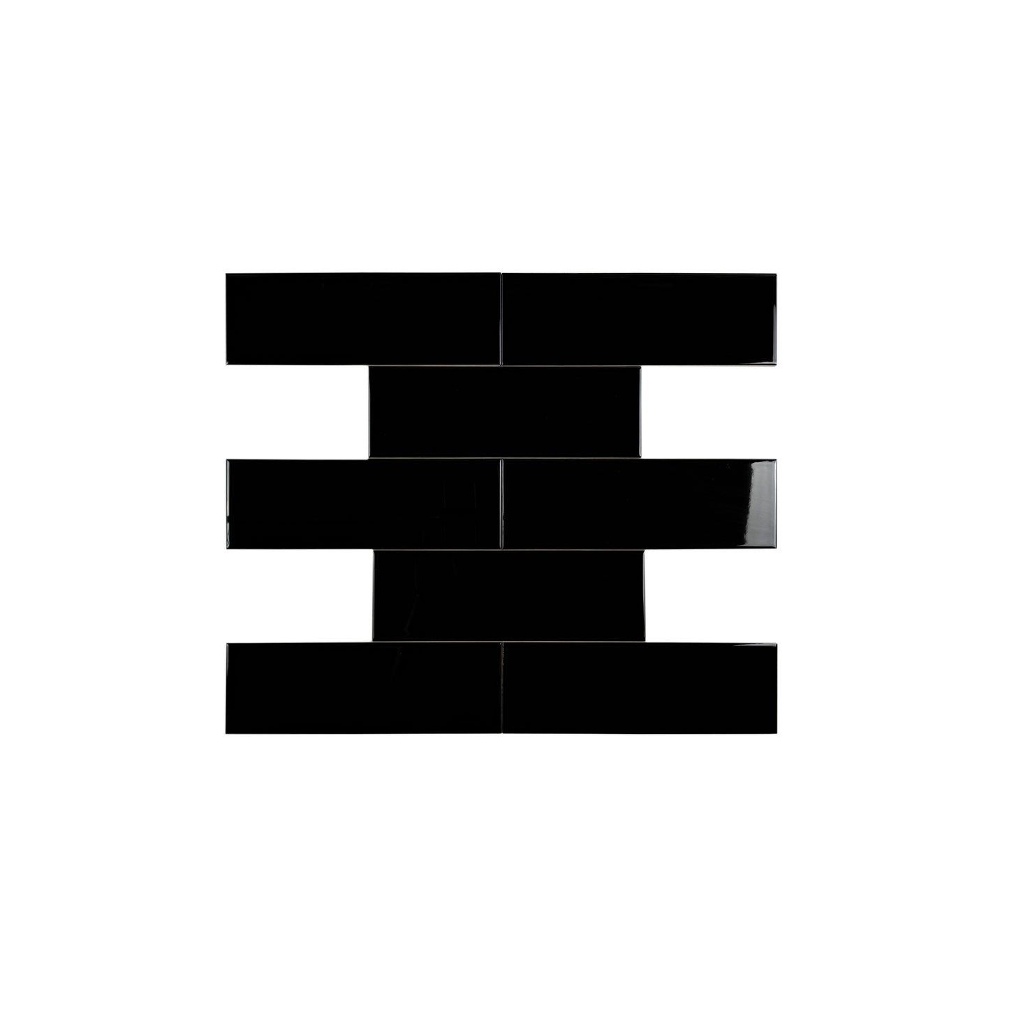 Urban Luxe Series Black Glossy Flat  Ceramic Tile