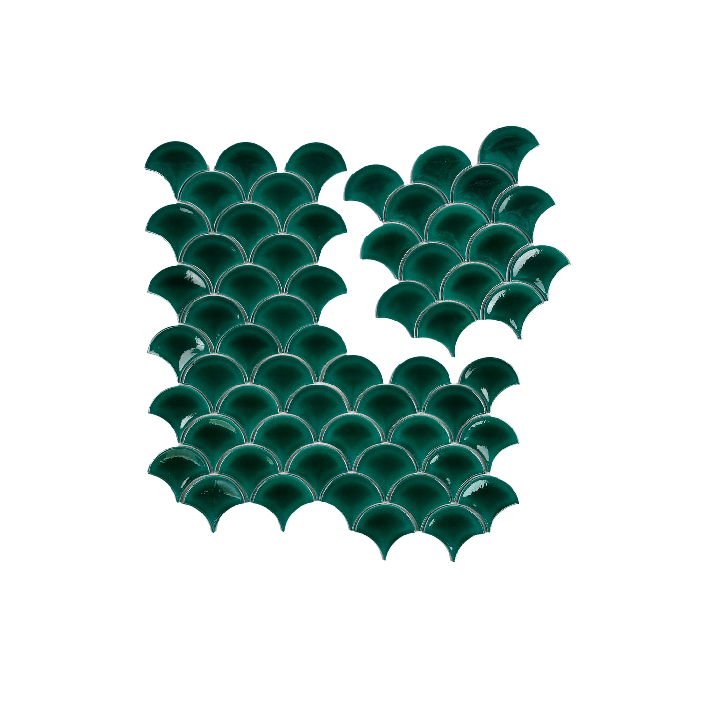 Verona Grace Series Pine Green Fan Shape  Porcelain Mosaic