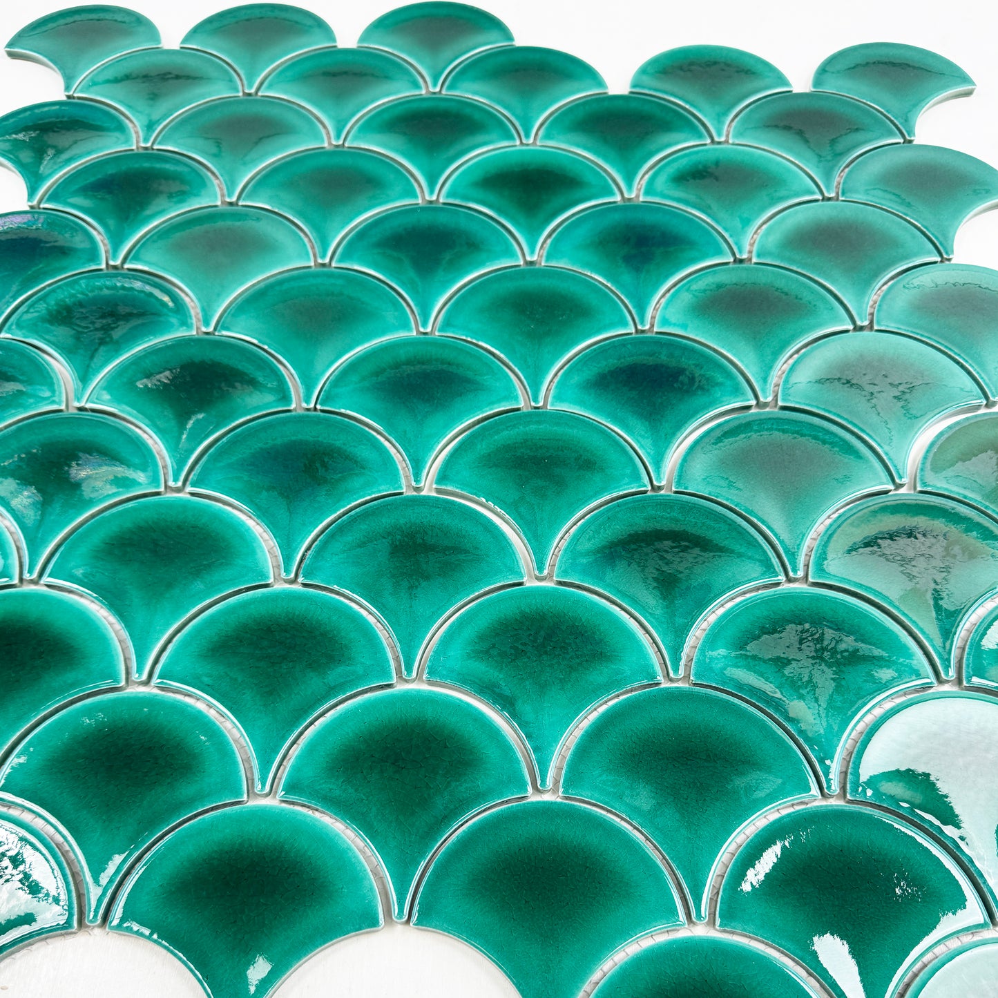 Verona Grace Series Pine Green Fan Shape  Porcelain Mosaic