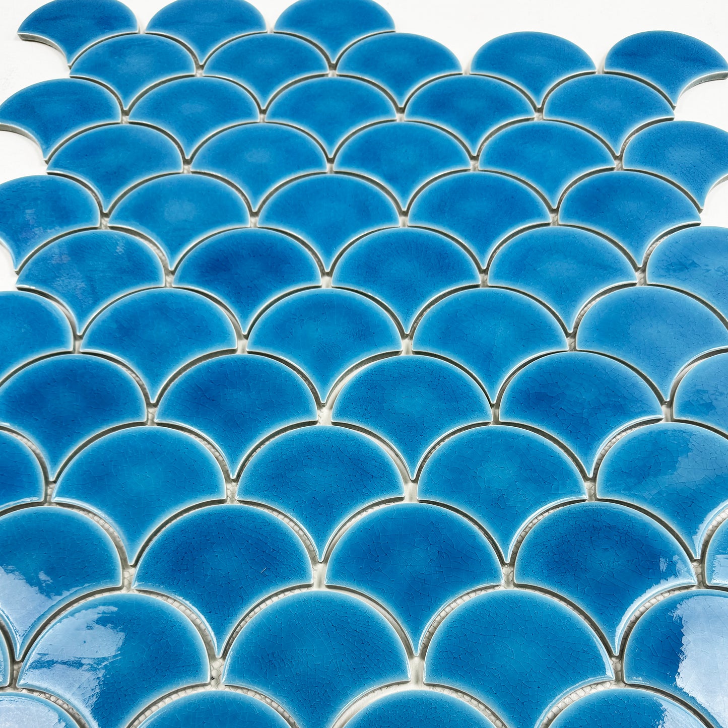 Verona Grace Series French Blue Fan Shape  Porcelain Mosaic