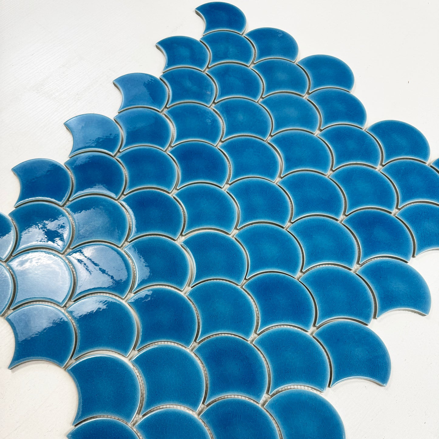 Verona Grace Series French Blue Fan Shape  Porcelain Mosaic