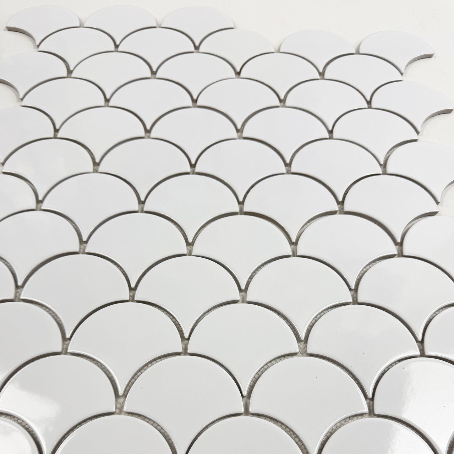 Verona Grace Series Pure White Fan Shape  Porcelain Mosaic