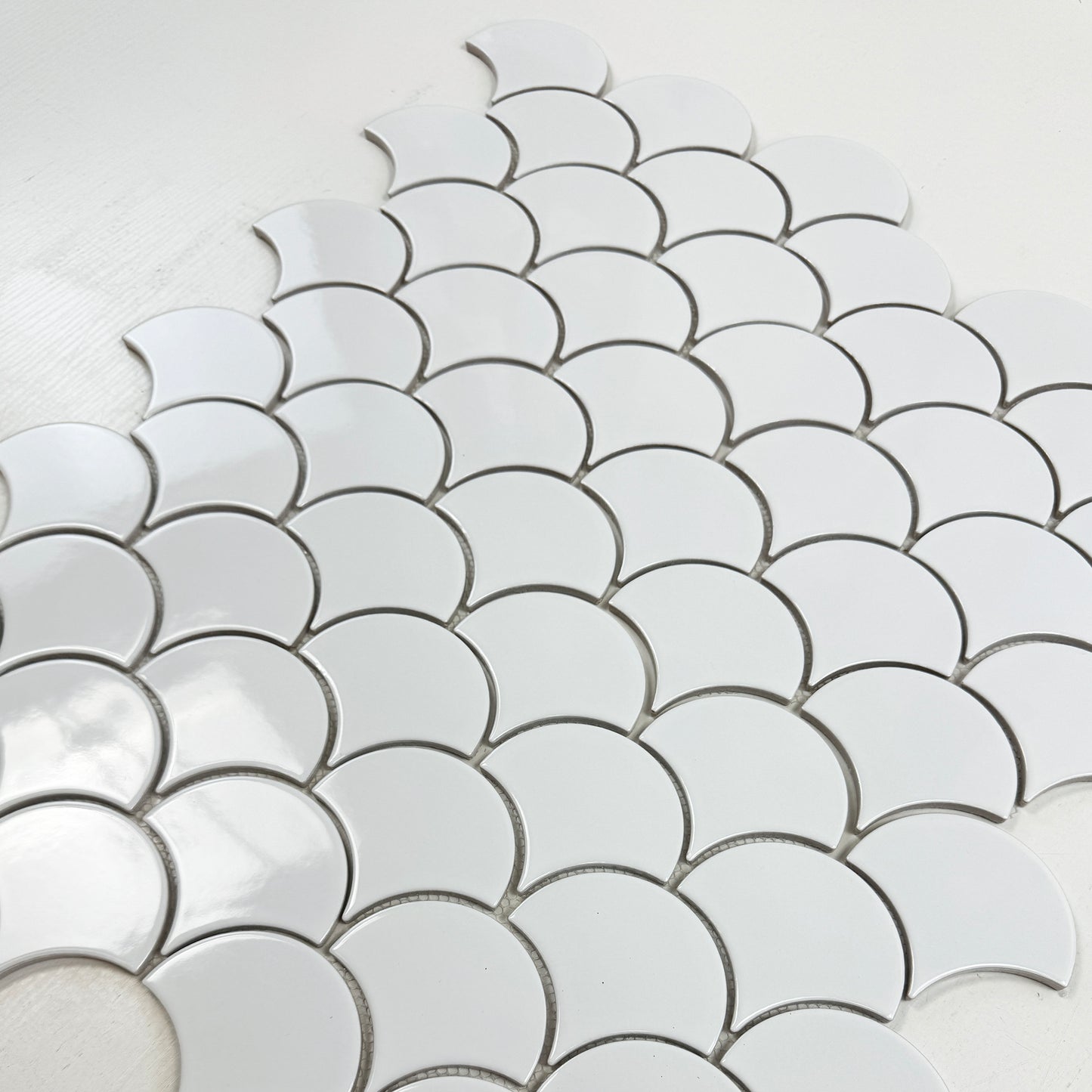 Verona Grace Series Pure White Fan Shape  Porcelain Mosaic