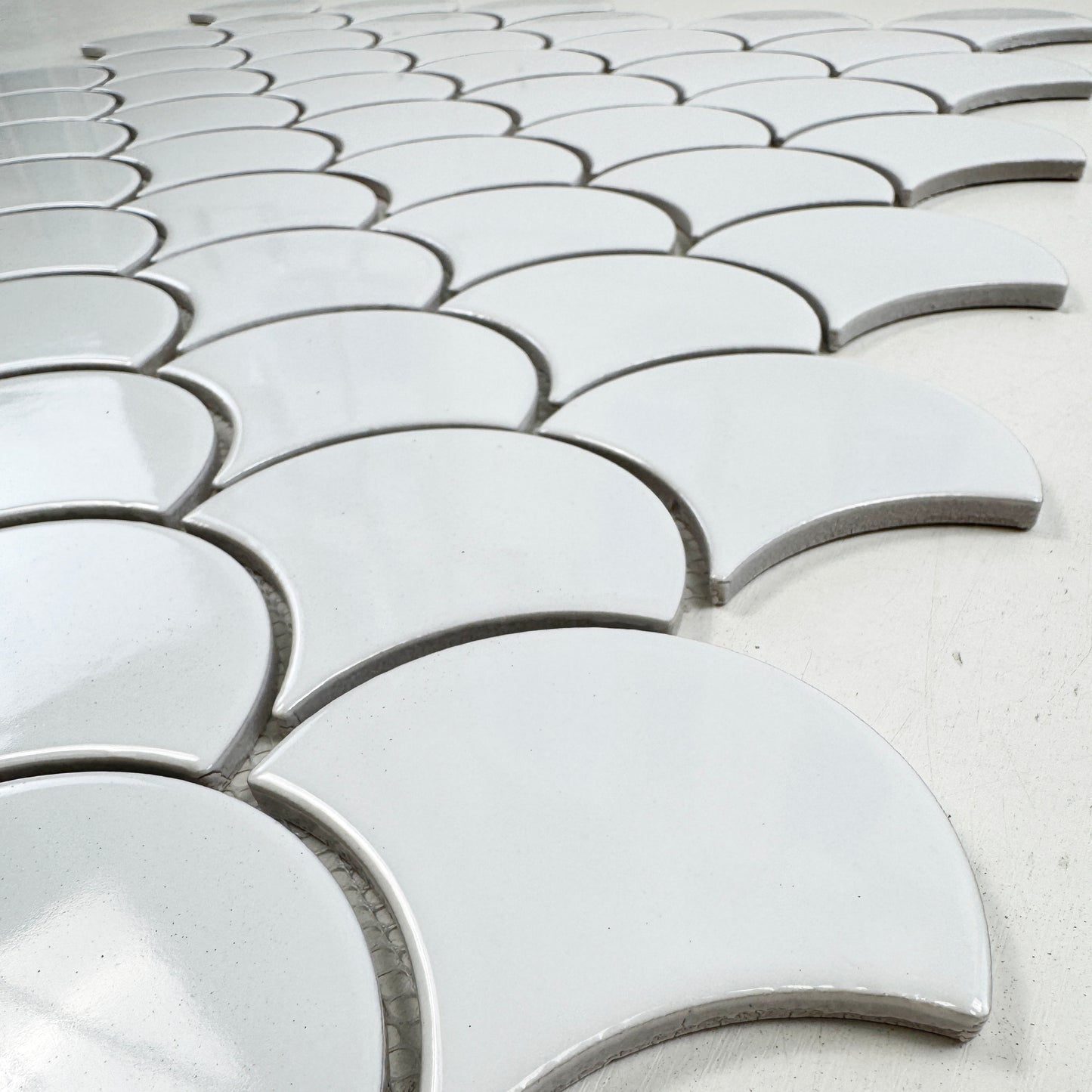 Verona Grace Series Pure White Fan Shape  Porcelain Mosaic