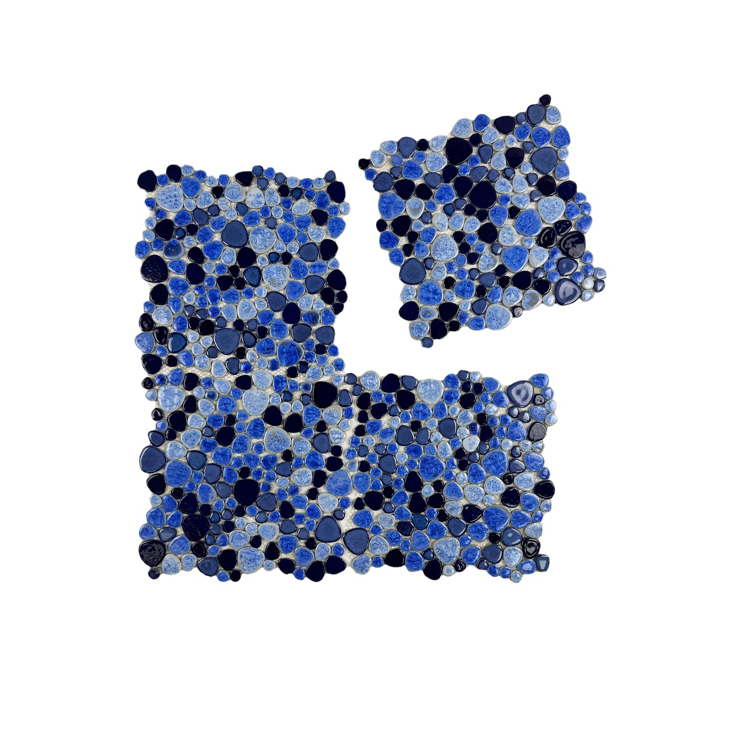 Positano Sky Series Sky Blue & Royal Blue & Midnight Blue Mixed Round  Ice Crack Porcelain Mosaic