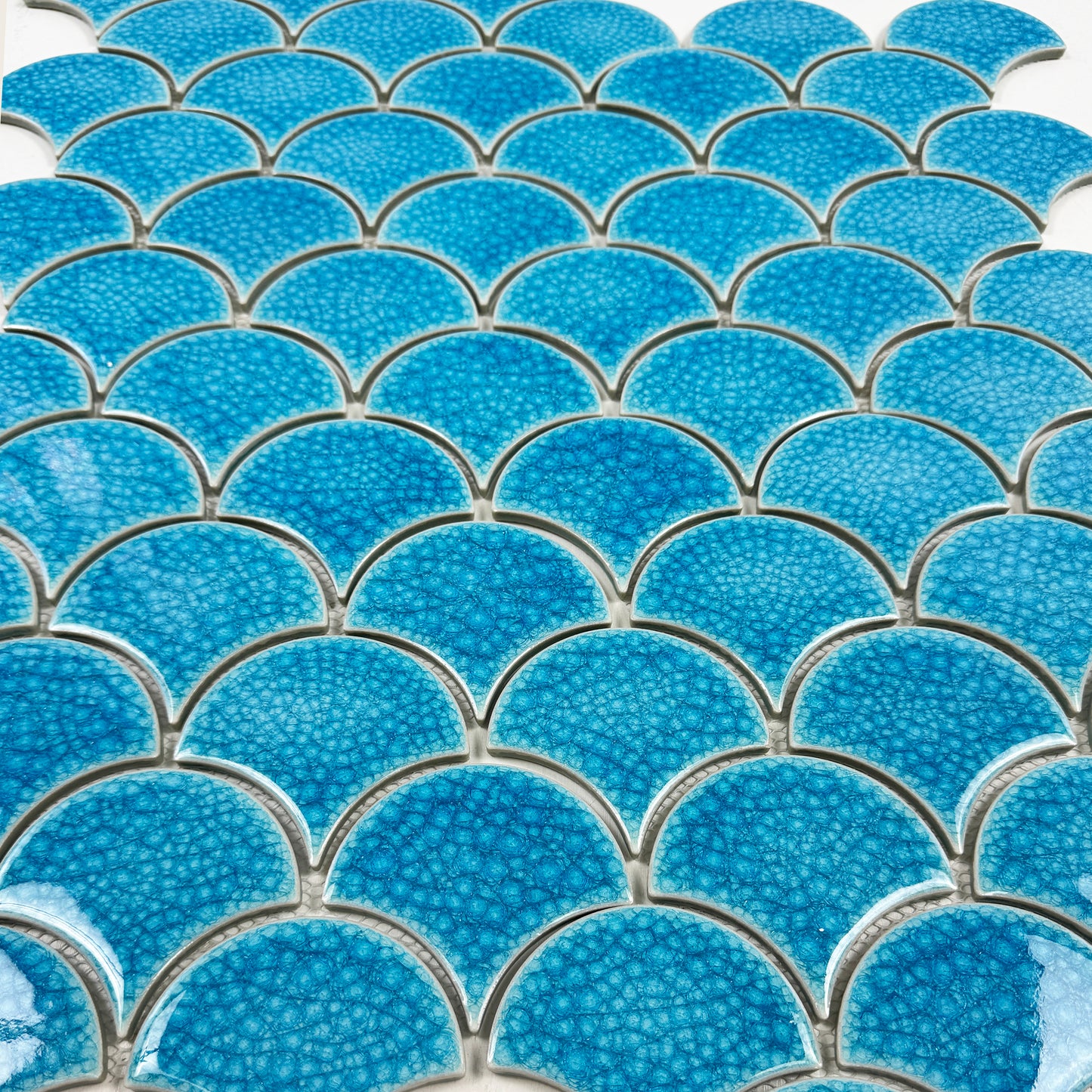 Verona Grace Series Baby Blue Fan Shape  Porcelain Mosaic