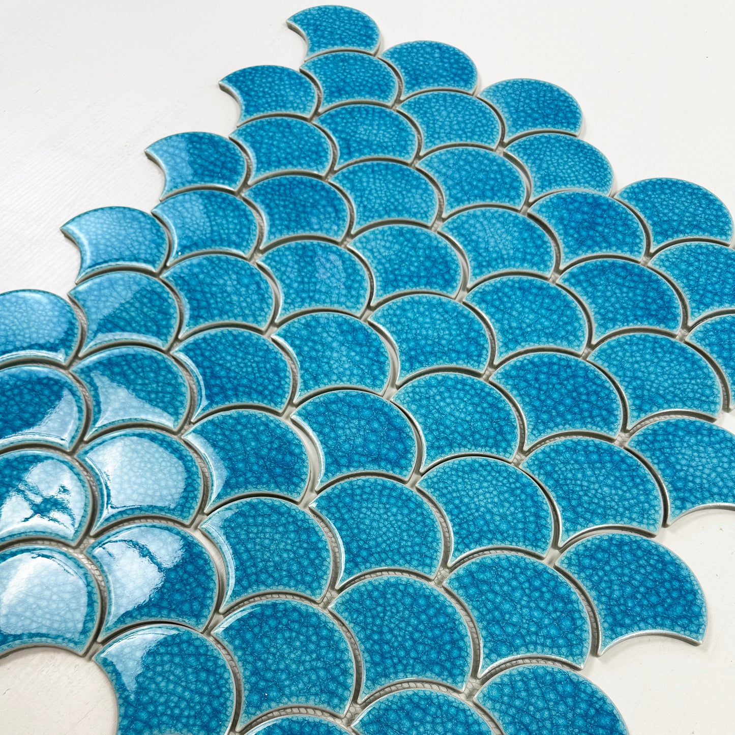Verona Grace Series Baby Blue Fan Shape  Porcelain Mosaic