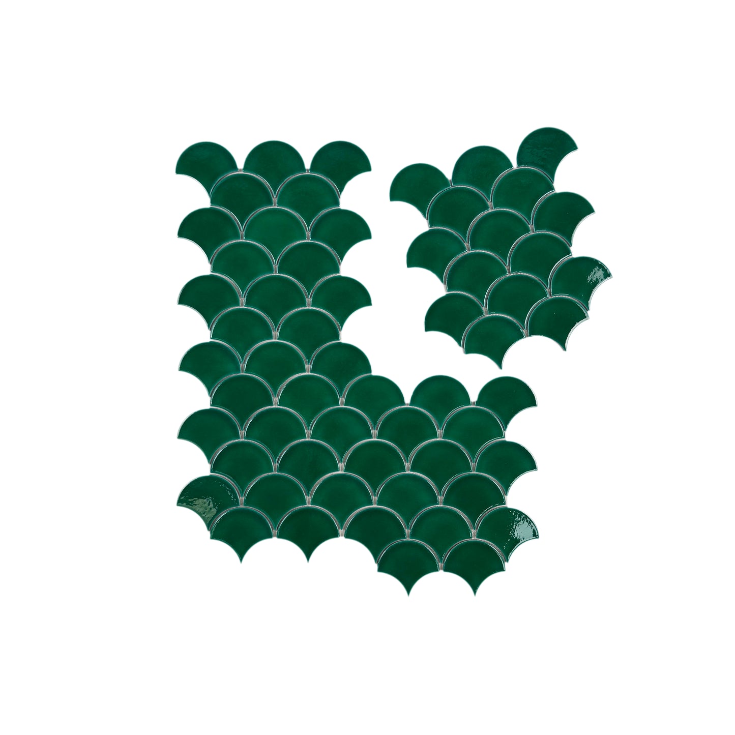 Verona Grace Series Forest Green Fan Shape  Porcelain Mosaic