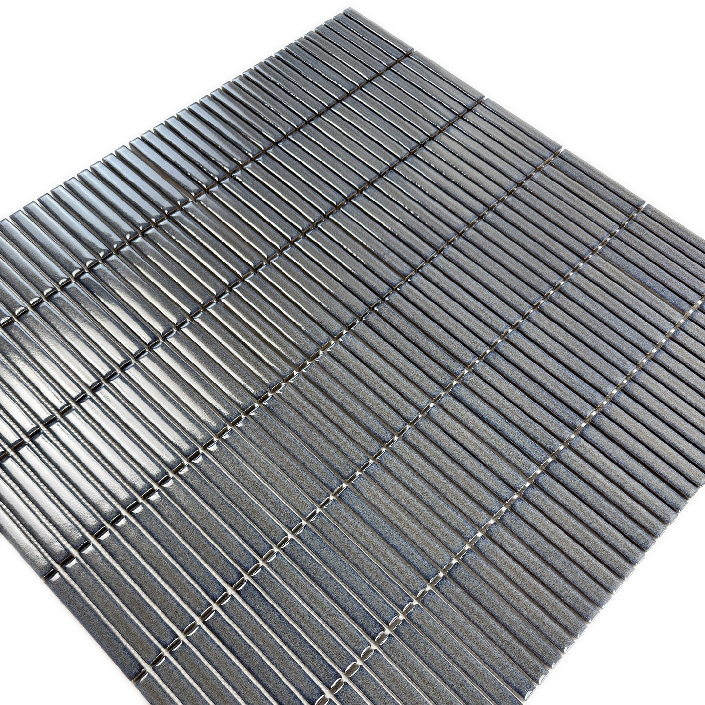Aurora Strips Series Lava Gray Long Strip Glossy Glazed Porcelain Mosaic