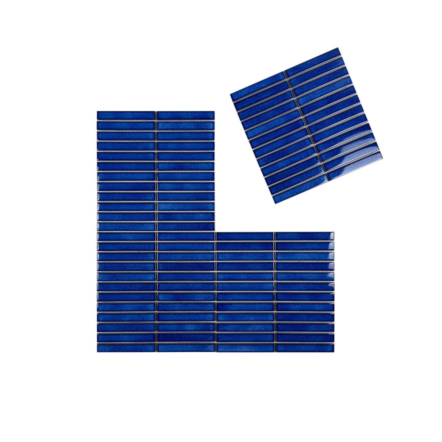 Aurora Strips Series Klein Blue Glossy Long Strip  Kiln Vary Porcelain Mosaic