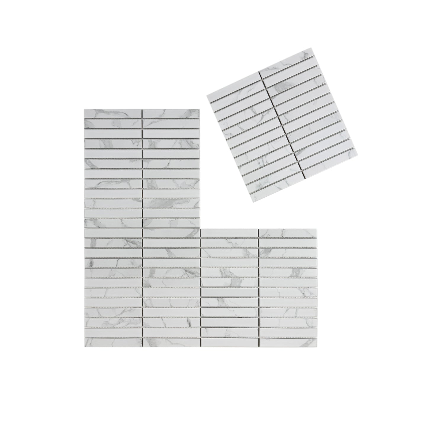 Carrara Lumina Series Carrara White  Flat Surface Long Strip   Porcelain Mosaic