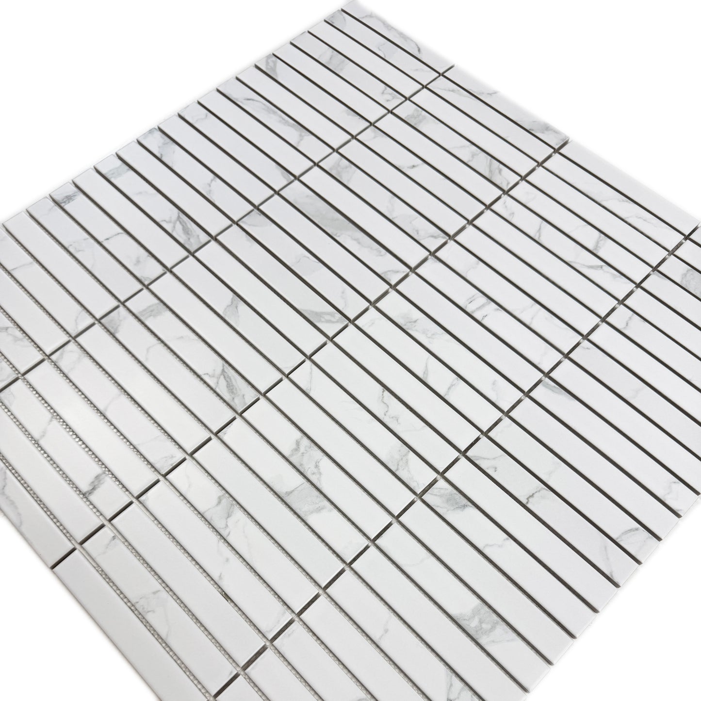 Carrara Lumina Series Carrara White  Flat Surface Long Strip   Porcelain Mosaic