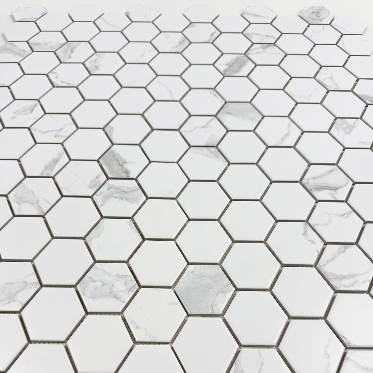 Carrara Lumina Series Carrara White  Hexagon  Porcelain Mosaic