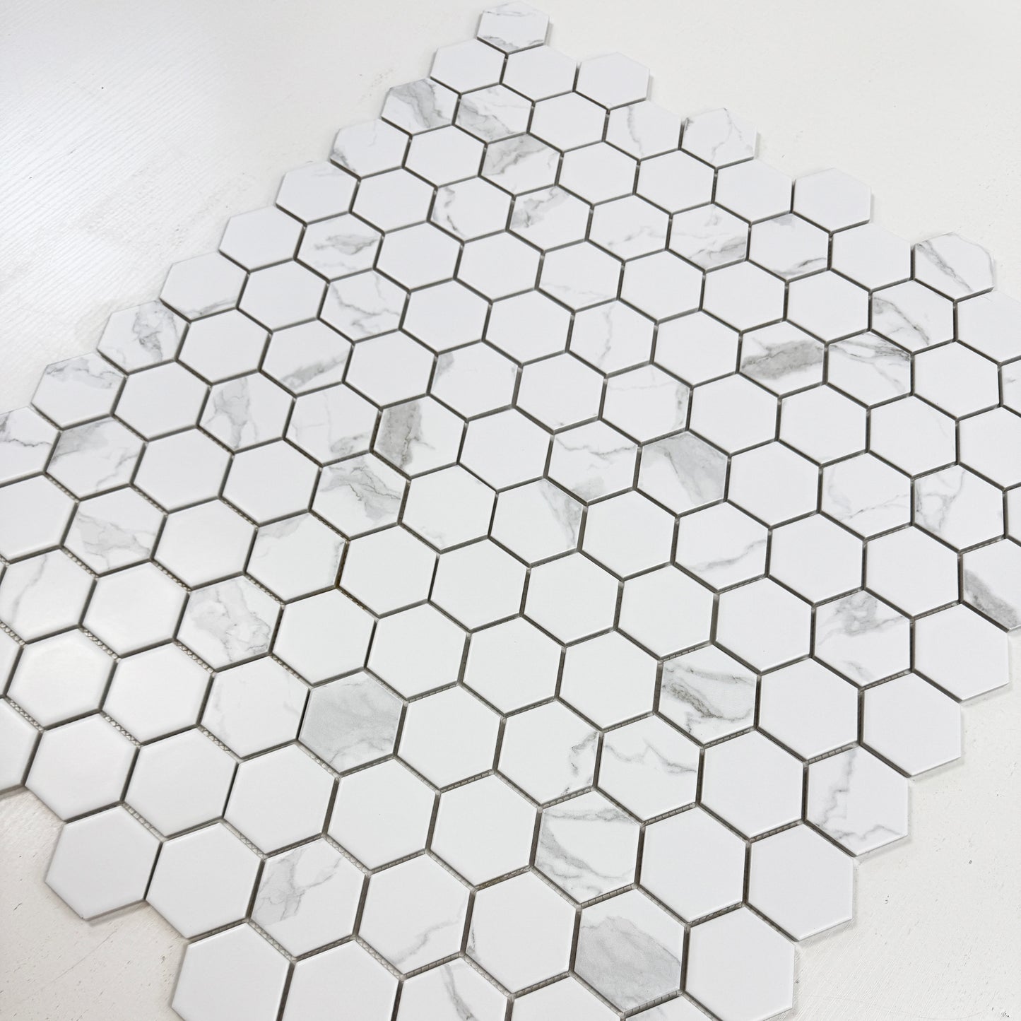 Carrara Lumina Series Carrara White  Hexagon  Porcelain Mosaic