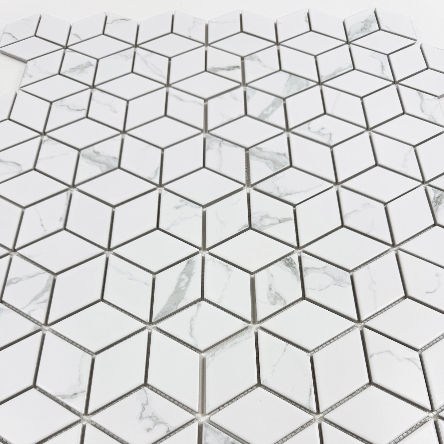 Carrara Lumina Series Carrara White  Dismond Shape  Porcelain Mosaic