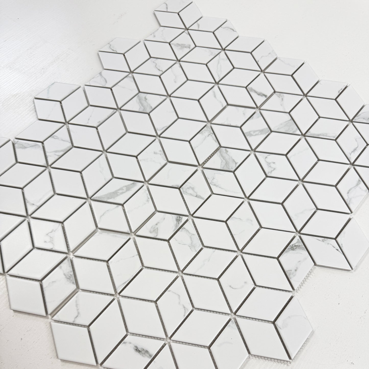 Carrara Lumina Series Carrara White  Dismond Shape  Porcelain Mosaic