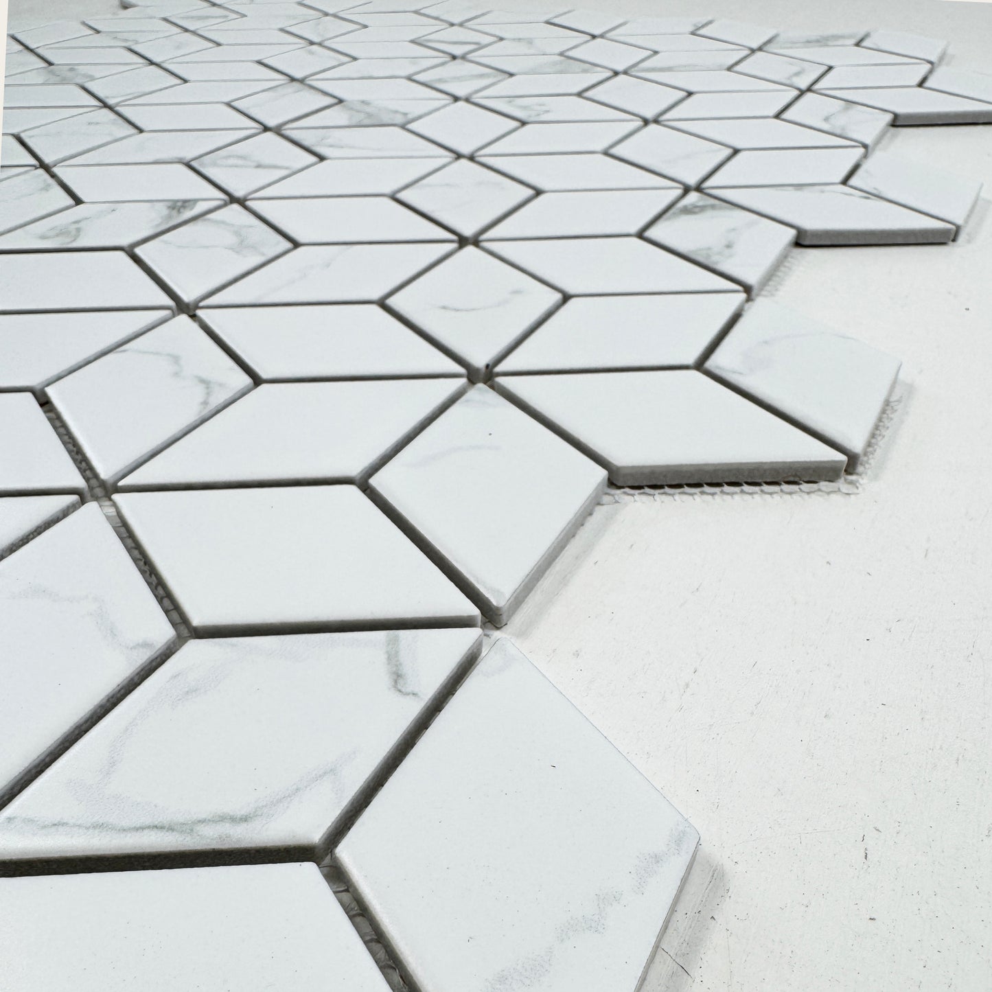 Carrara Lumina Series Carrara White  Dismond Shape  Porcelain Mosaic
