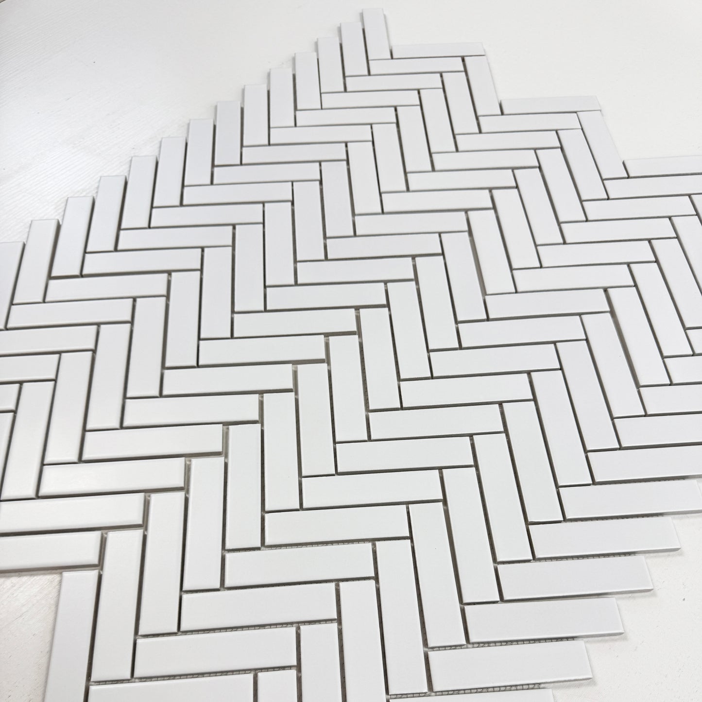 Carrara Lumina Series Pure White Herringbone  Porcelain Mosaic