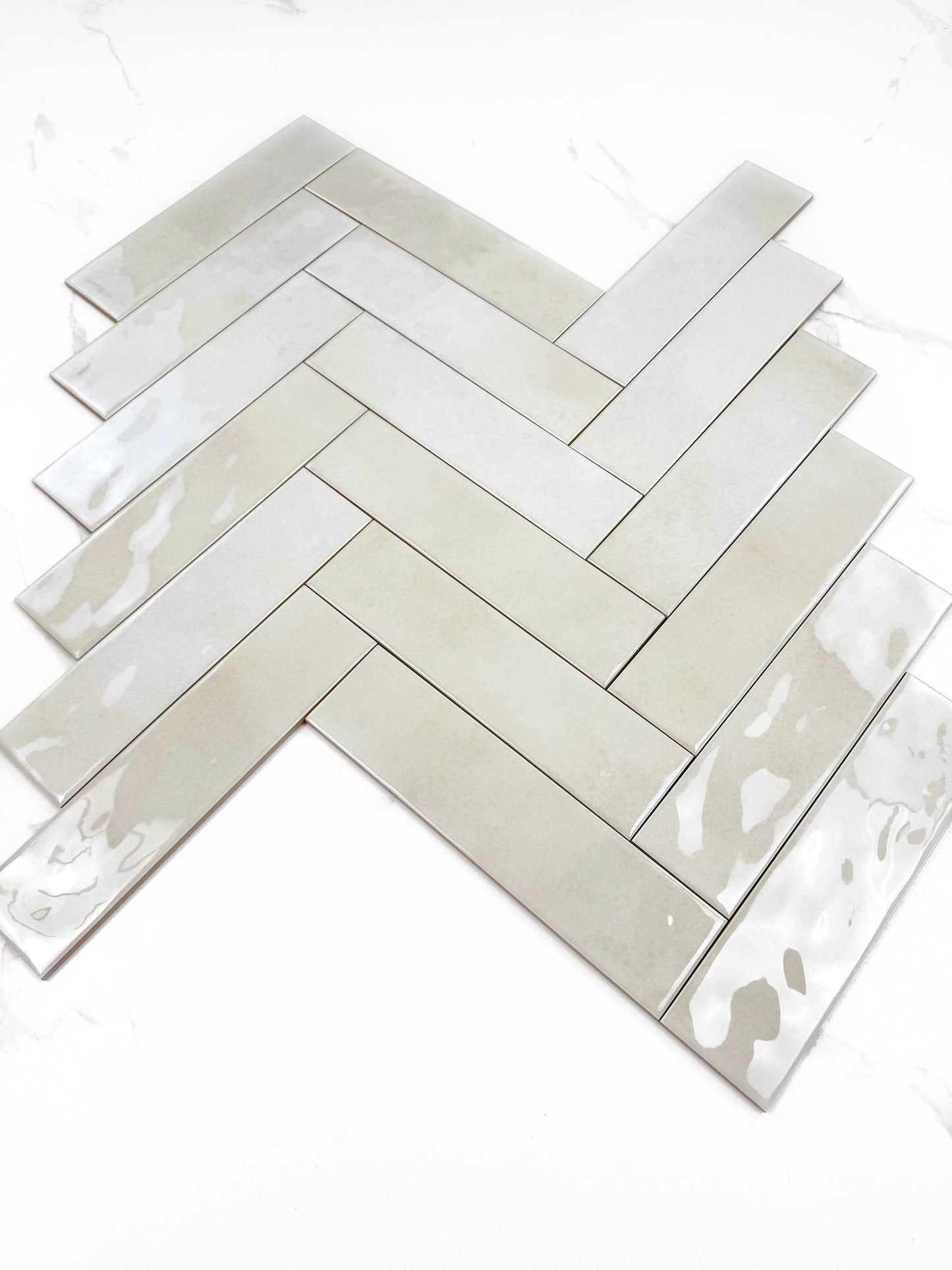 Tonal Symphony Smoke White Glossy Ceramic Artisanal Tile