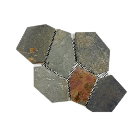 Garden Stone Series S1120 Slate Ash Grey & Steel Grey Mixed Crazy Cut  Mesh-Mounted Stone