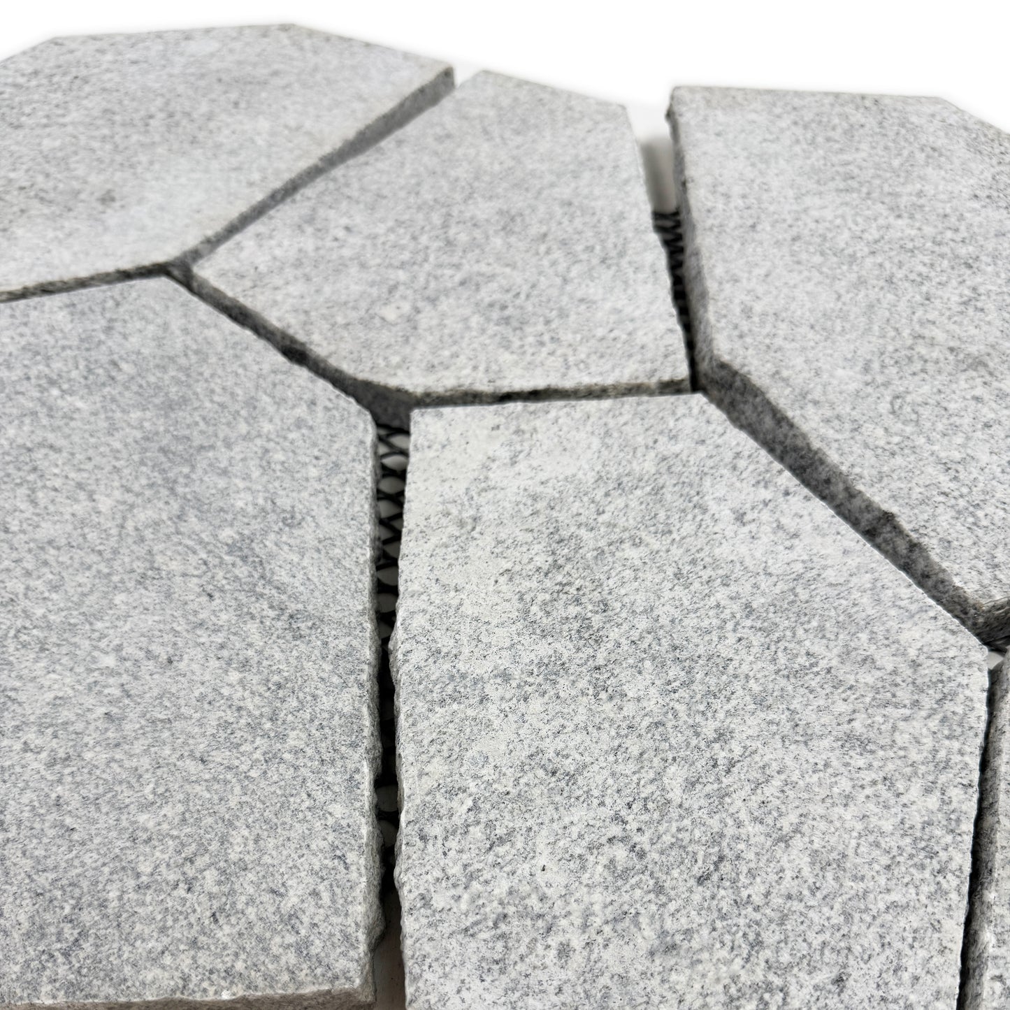 Garden Stone Series Light Beige Granite Sandblasted Surface Crazy Cut Mesh-Mounted Stone