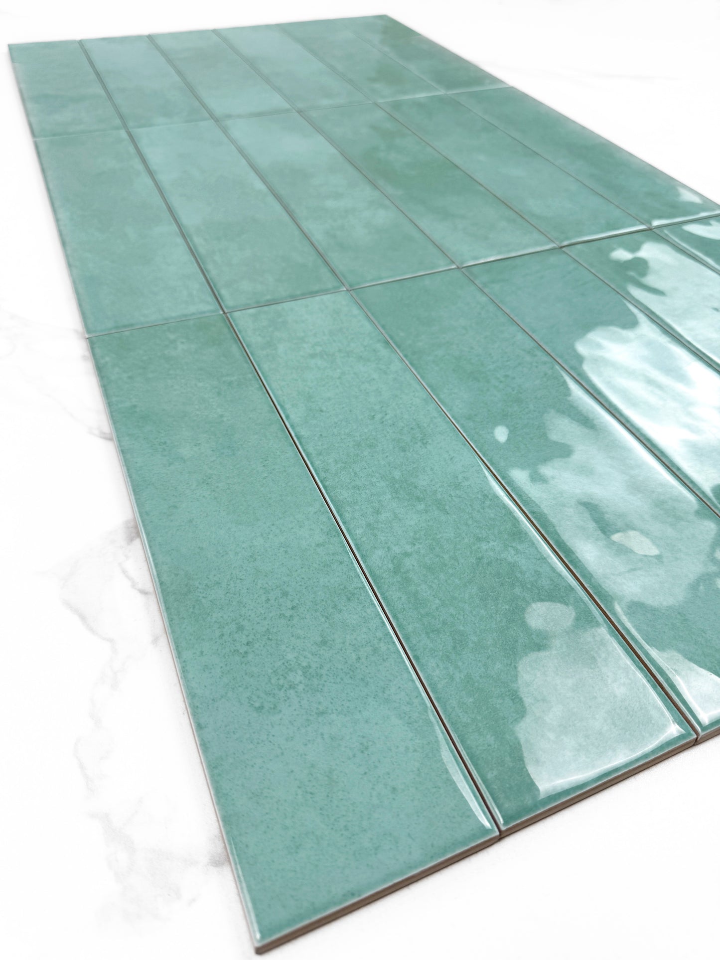 Aqua Blue Glossy Ceramic Artisanal Tile