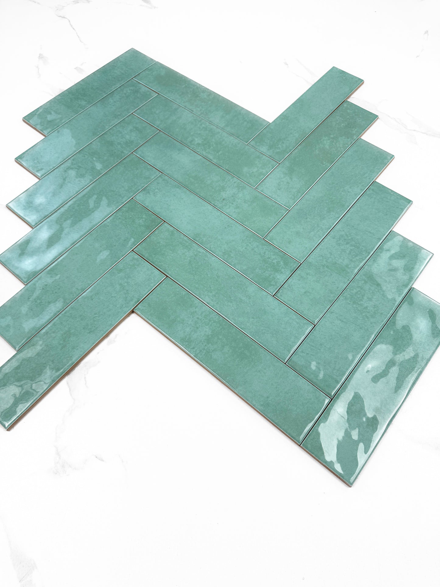 Aqua Blue Glossy Ceramic Artisanal Tile