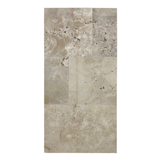 Opulence Versailles Series Royal Beige & Ivory White & Nude Brown Mixed Travertine Versailles Pattern Tile