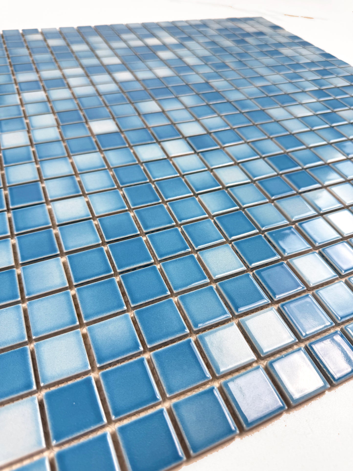 Midnight Splendor Series Light Blue Crystalline Glazed Porcelain Mosaic