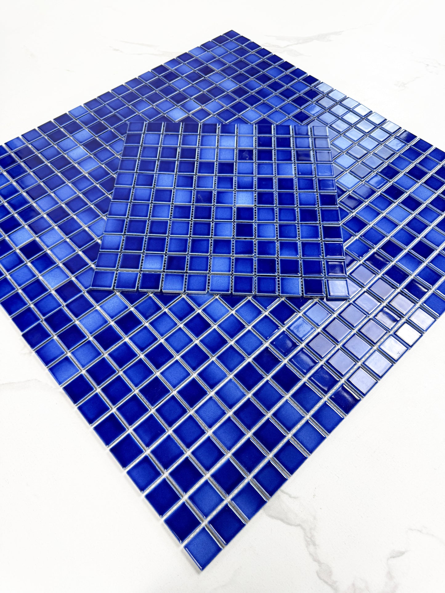 Midnight Splendor Series Dark Blue Crystalline Glazed Porcelain Mosaic