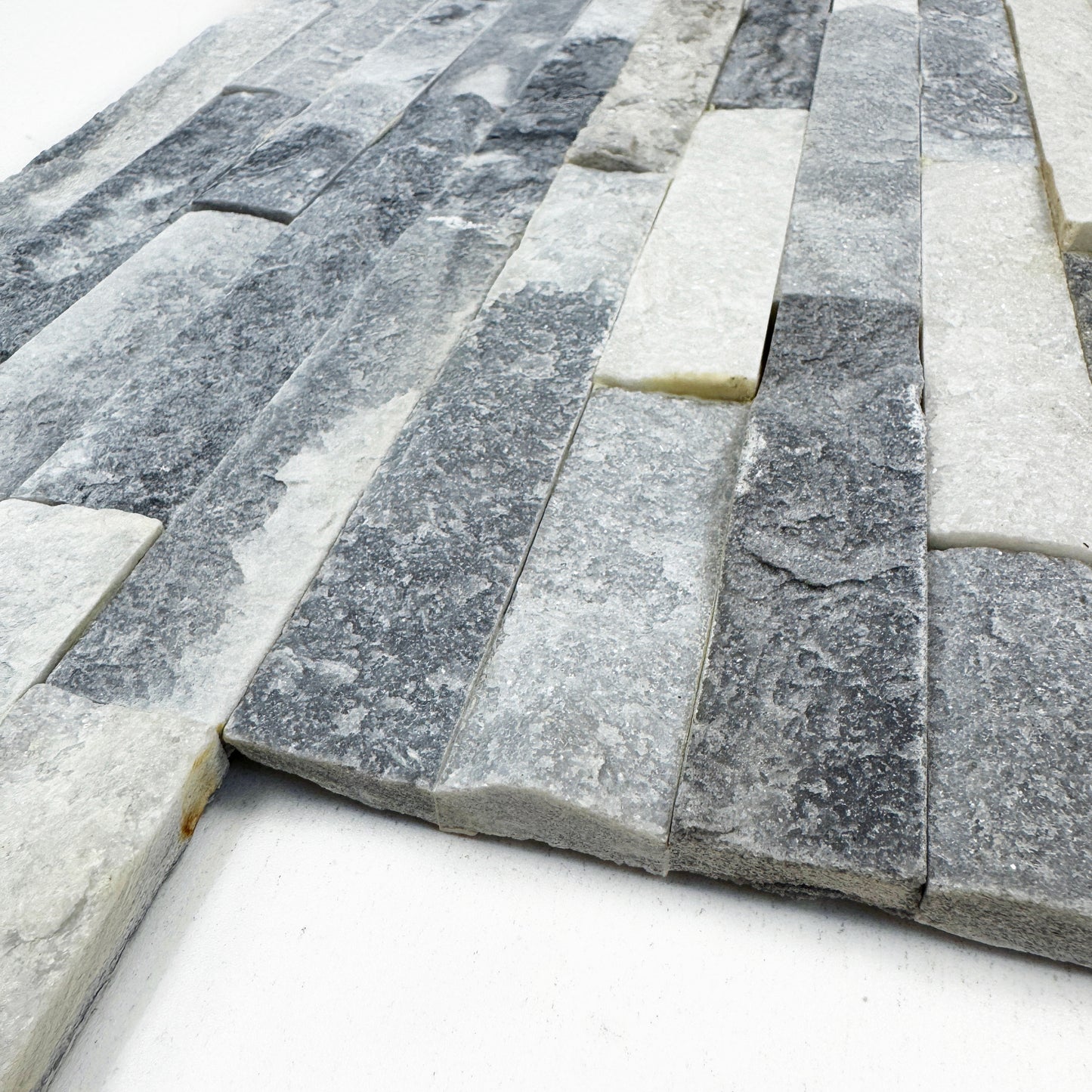 Starlit Quartz White & Pewter Grey Split Marble Wall Cladding