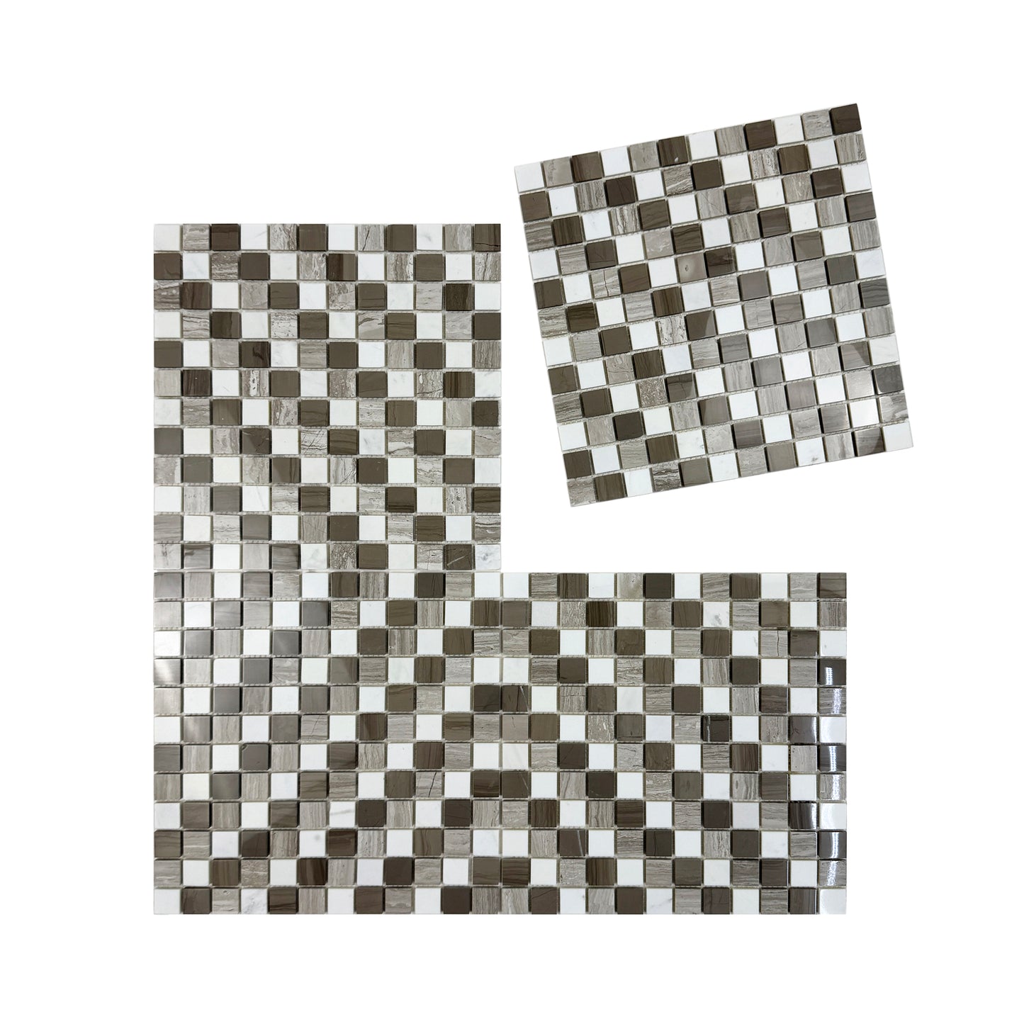 Palace Royale Series Dark Emperador & Light Emperador & Cream Marfil Mixed Polished Regular Pattern Square Marble Mosaic