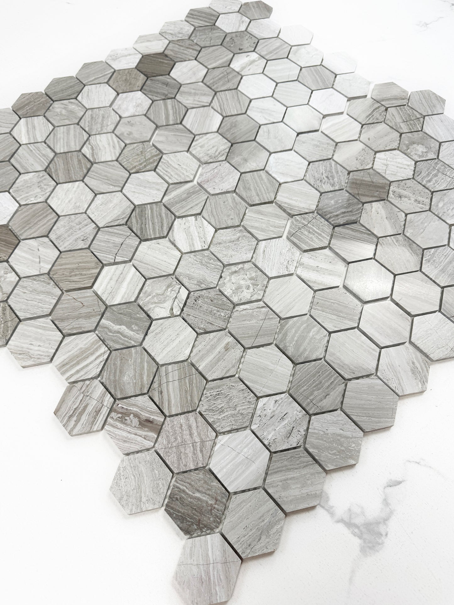 Versace Luxury Series White Wood Vein Polished Hexagon Marble Mosaic