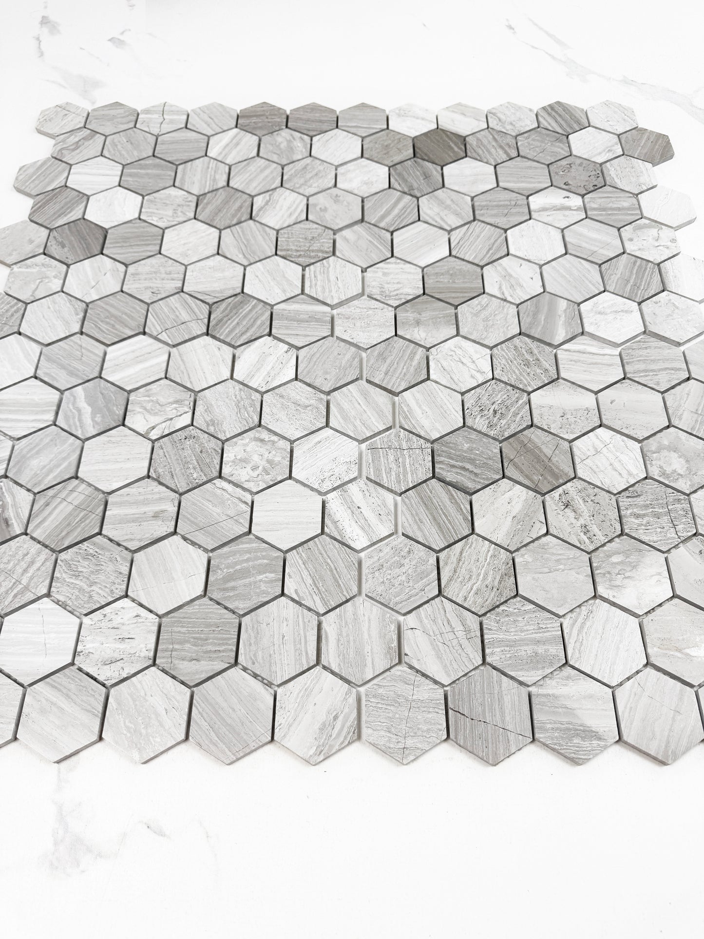 Versace Luxury Series White Wood Vein Polished Hexagon Marble Mosaic
