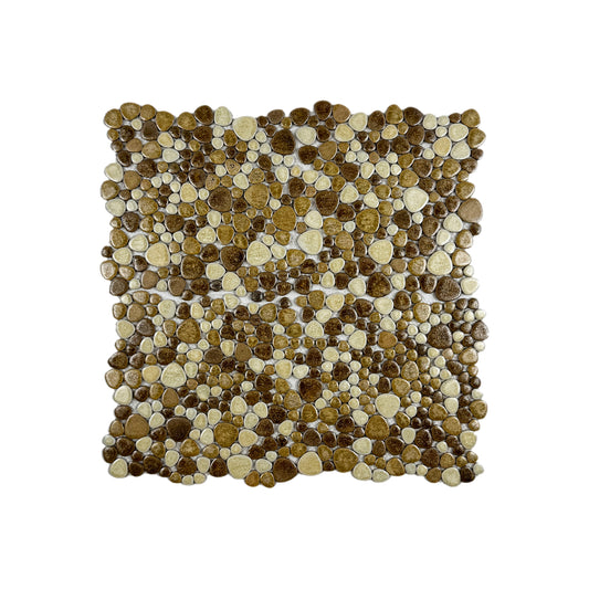 Positano Sky Series Light Beige & French Beige & Boutique Beige Mixed Round  Ice Crack Porcelain Mosaic