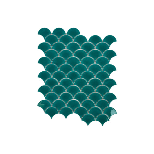 Verona Grace Series Tiffany Blue  Fan Shape  Porcelain Mosaic
