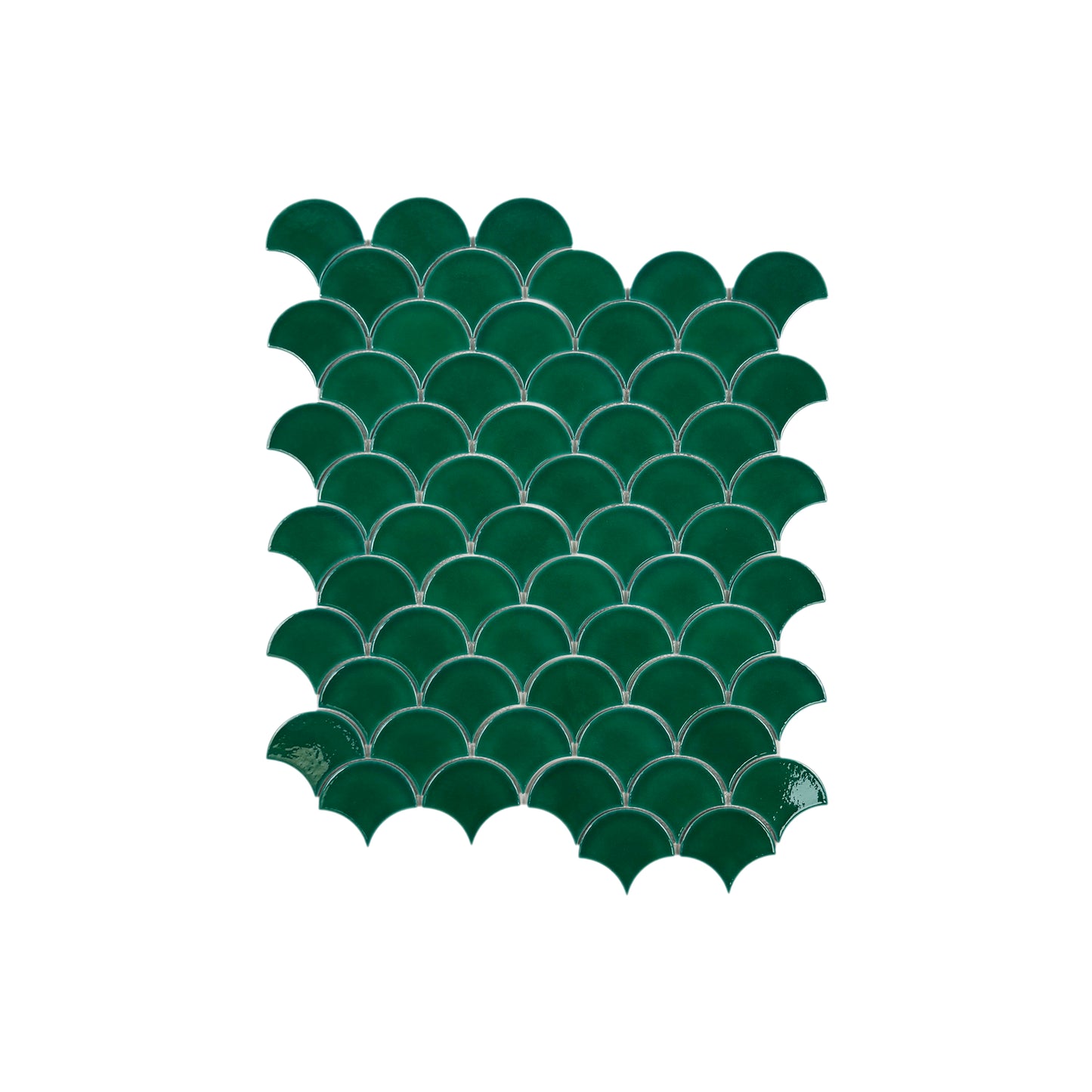 Verona Grace Series Forest Green Fan Shape  Porcelain Mosaic
