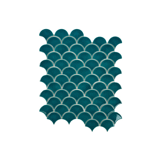 Verona Grace Series Blue Fan Shape  Porcelain Mosaic