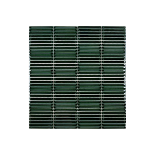 Sicilian Luxury Series Deep Forest Green Elongated  Beveled Rectangular Shape Glossy Porcelain Mosaic