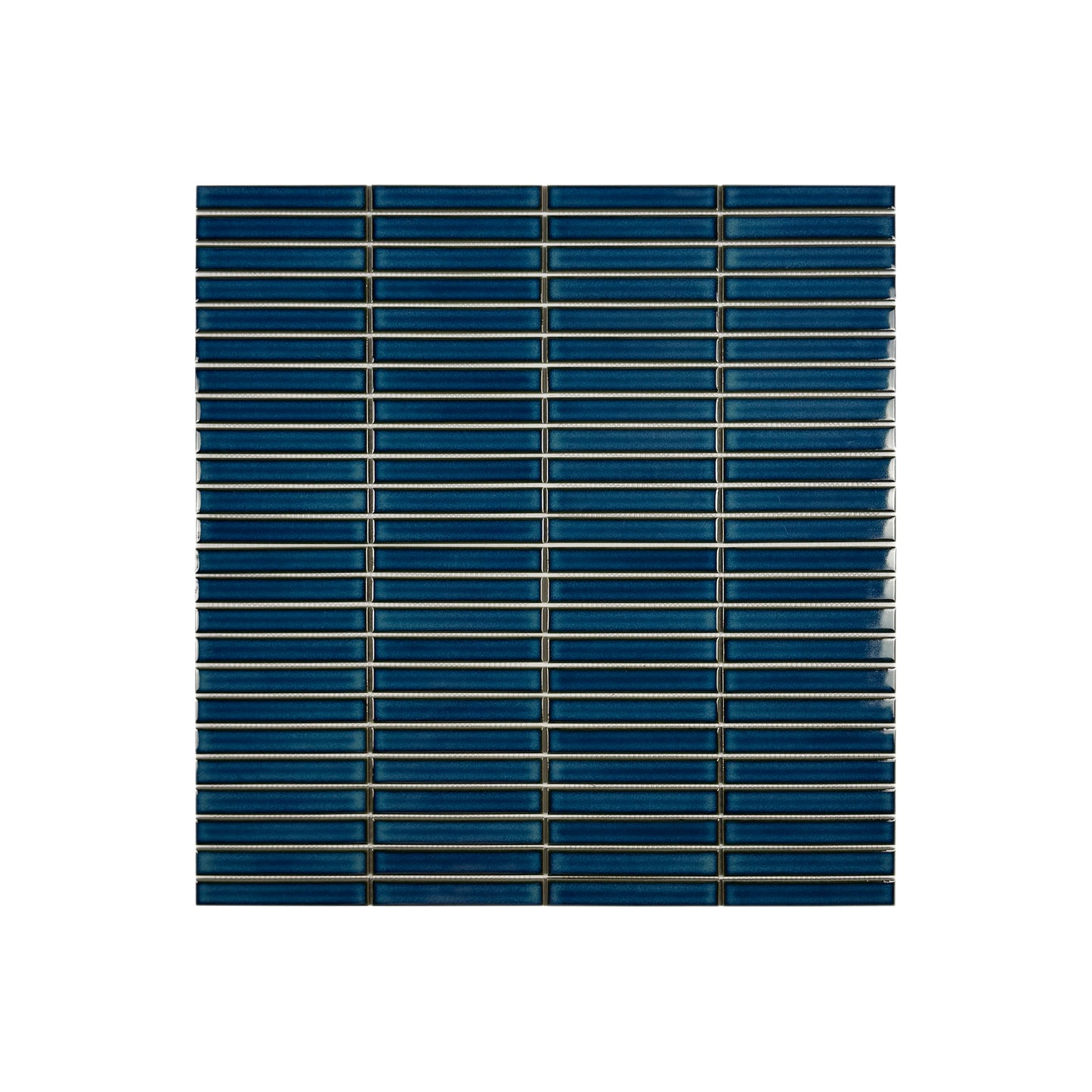Aurora Strips Series Steel Blue Glossy Long Strip  Kiln Vary Porcelain Mosaic