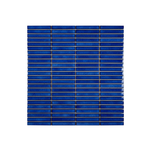Aurora Strips Series Klein Blue Glossy Long Strip  Kiln Vary Porcelain Mosaic