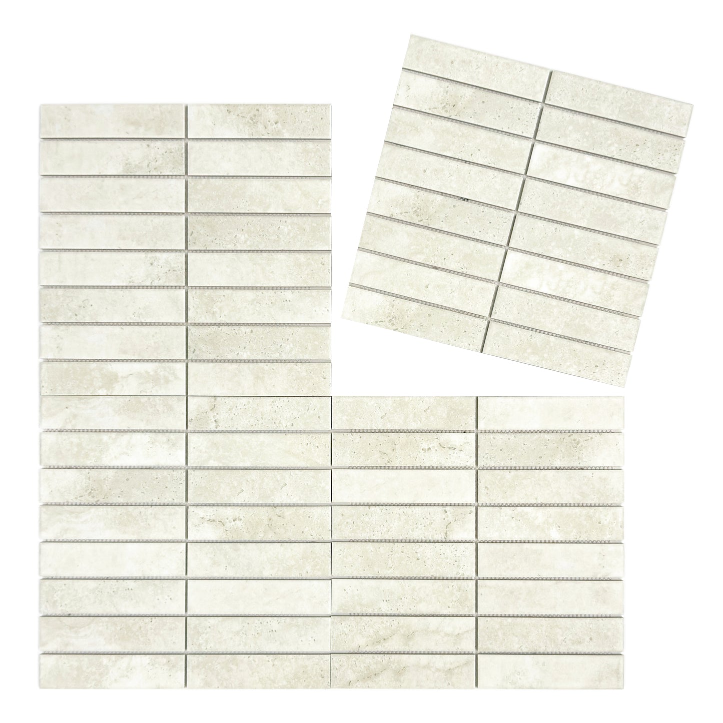 Limestone Essence Series Cotton White Matte Long Strip Porcelain Mosaic