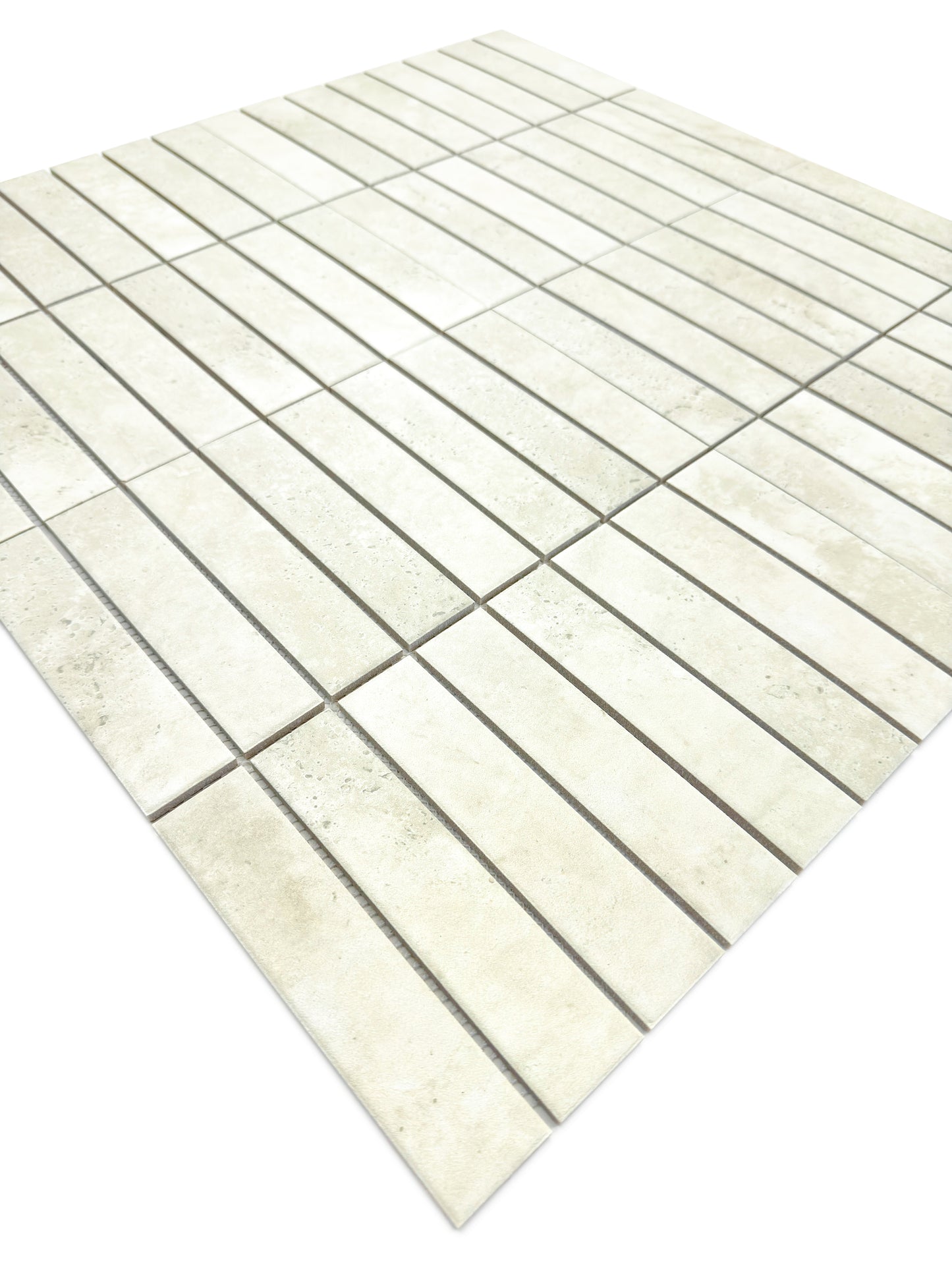 Limestone Essence Series Cotton White Matte Long Strip Porcelain Mosaic