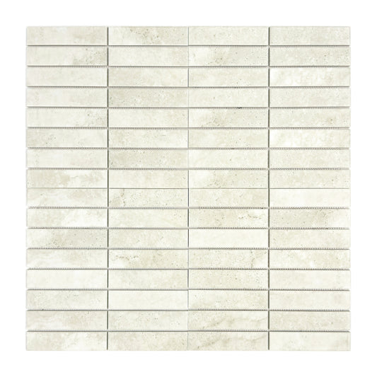 Limestone Essence Series Cotton White Matte Long Strip Porcelain Mosaic