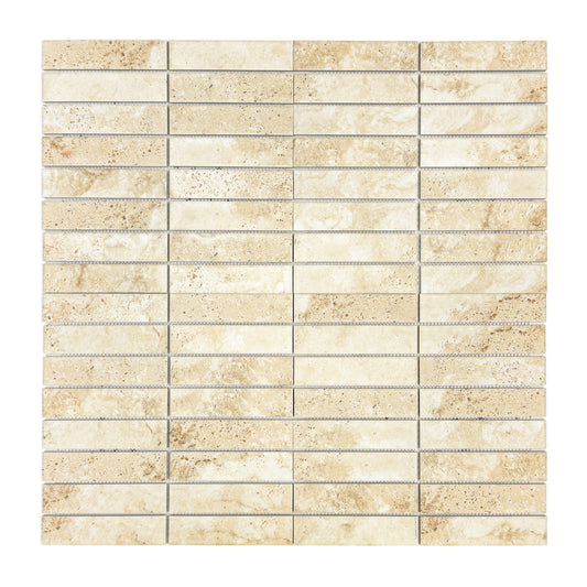 Limestone Essence Series Boutique Beige Matte Long Strip Porcelain Mosaic