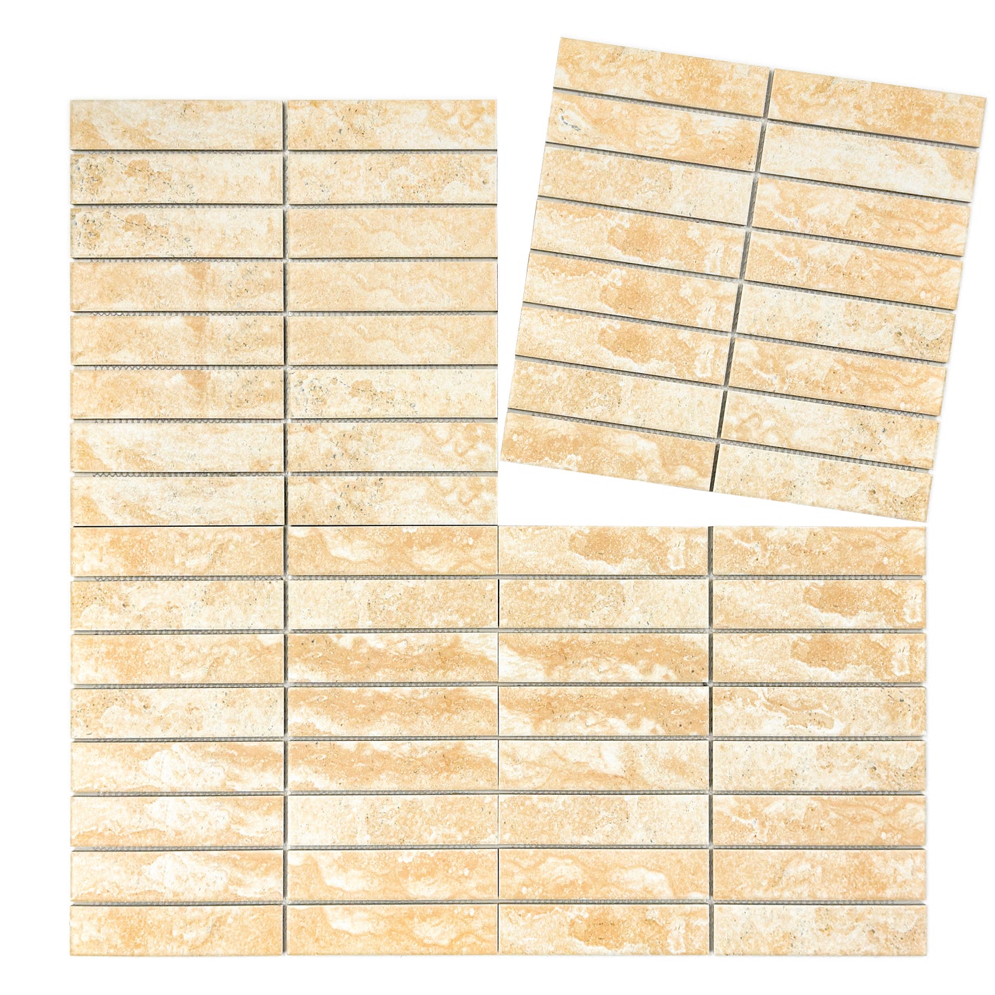 Limestone Essence Series Tan Beige Matte Long Strip Porcelain Mosaic