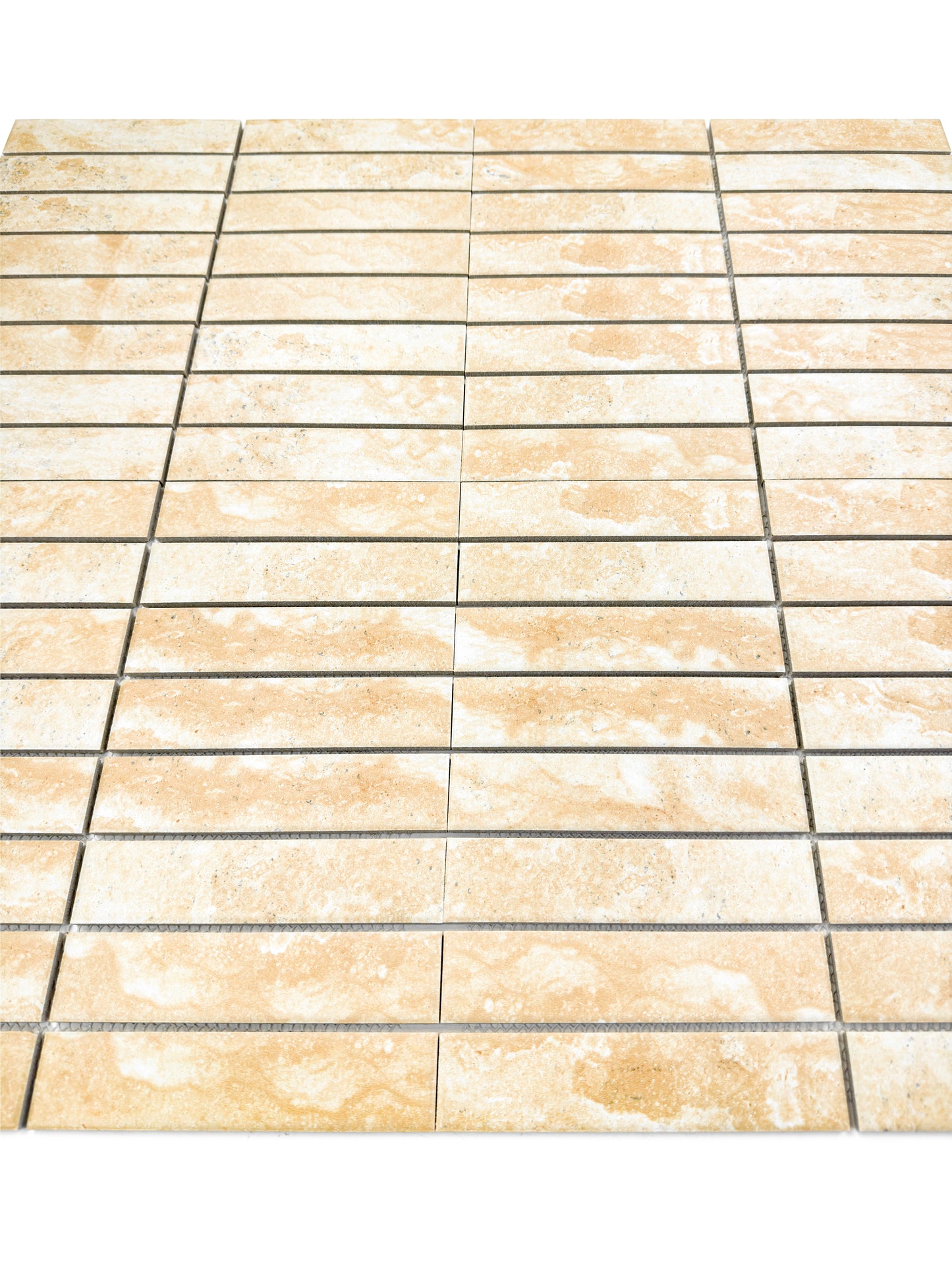 Limestone Essence Series Tan Beige Matte Long Strip Porcelain Mosaic
