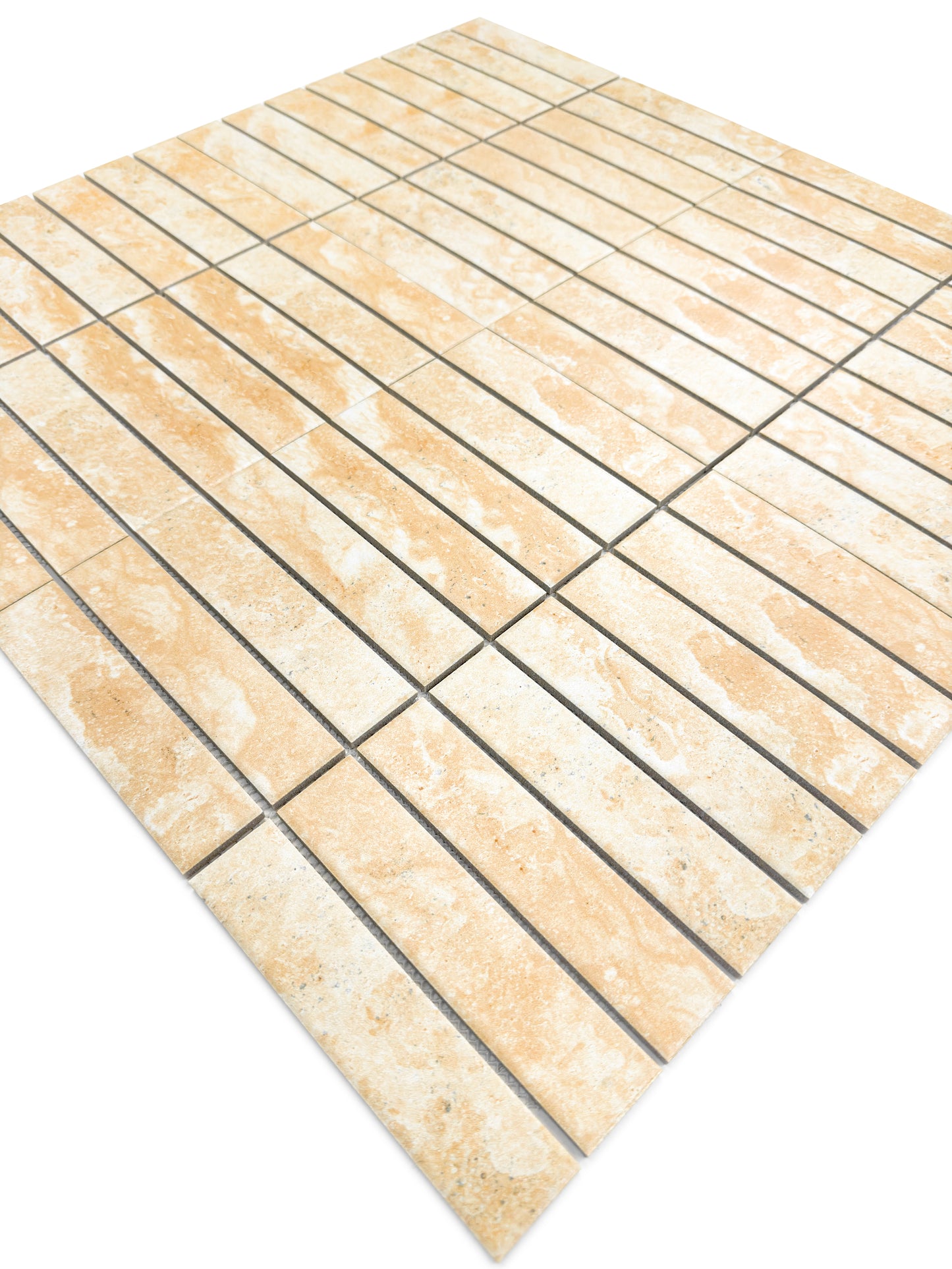 Limestone Essence Series Tan Beige Matte Long Strip Porcelain Mosaic