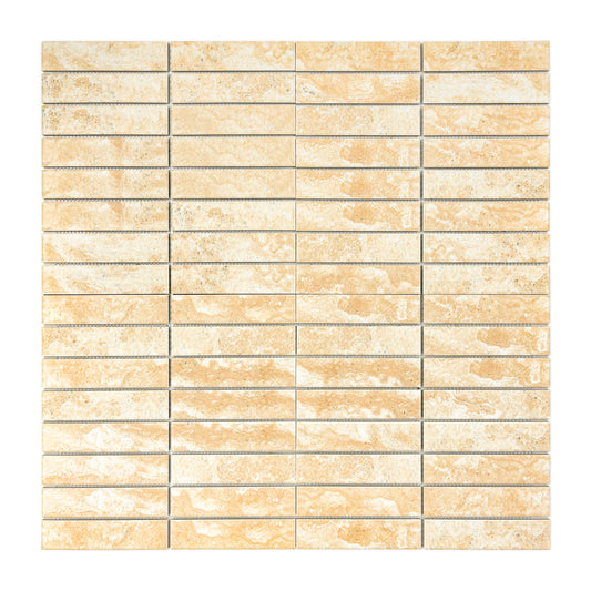 Limestone Essence Series Tan Beige Matte Long Strip Porcelain Mosaic